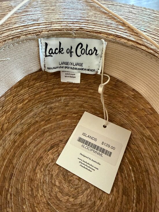 NWT Lack of Color Island Palma Boater Hat, Size L/XL